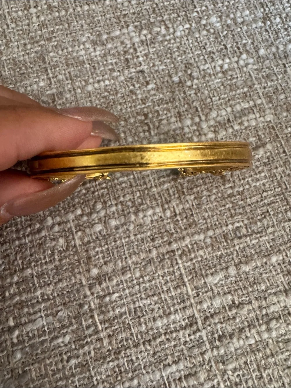 Authentic Alexander McQueen Gold Cuff with Sage-Green Stones